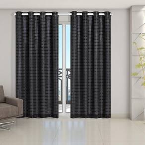 Cortina Blackout Voil 2,80X2,30 Blecaute Porta Balcão Preto
