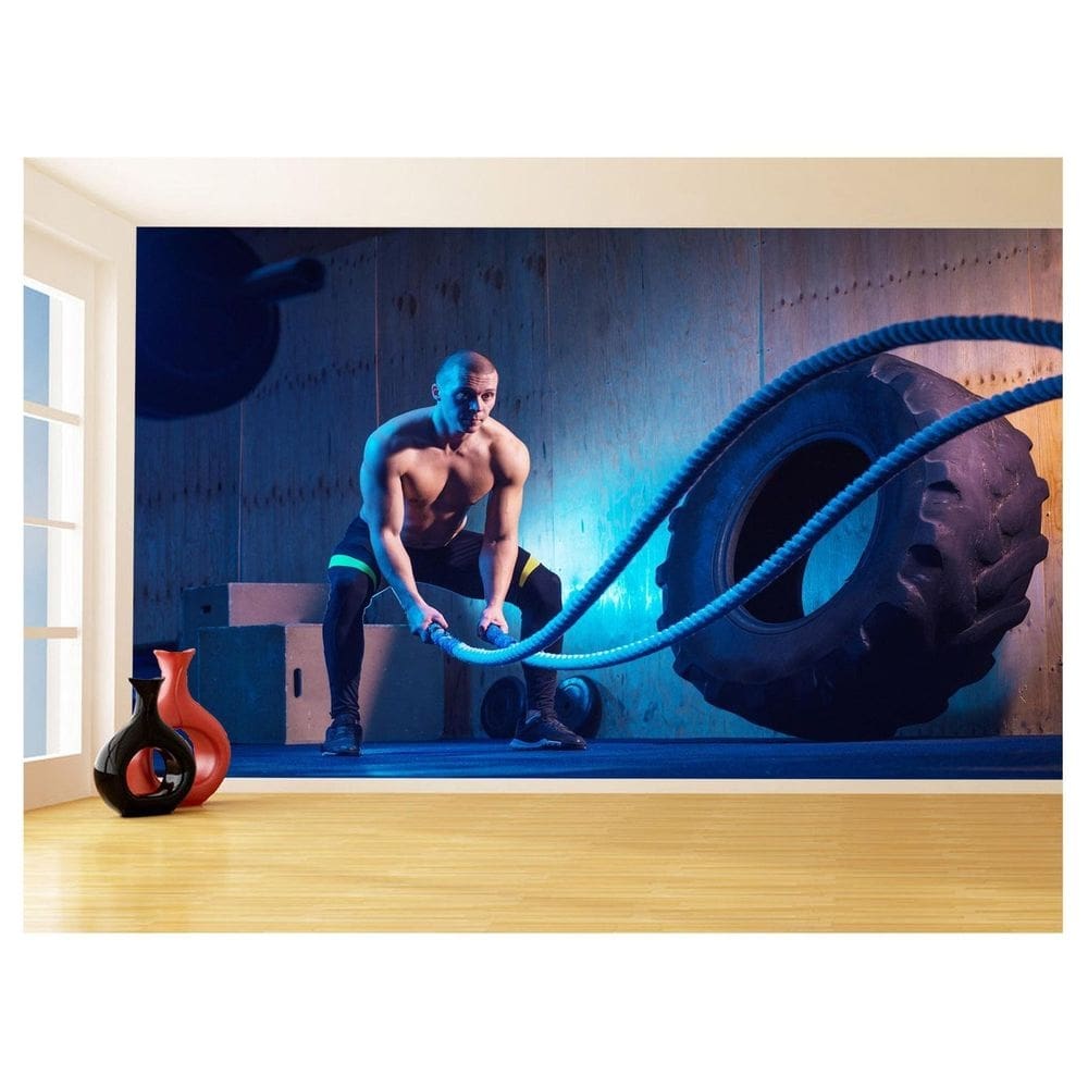 Papel De Parede 3D Academia Exercício Crossfit 3,5M Aca30