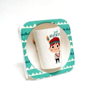 Conjunto papinha 4 peças plástico - verde com menino