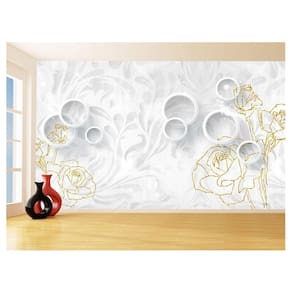 Papel De Parede 3D Floral Textura Sala Flores 3,5M Xfl277