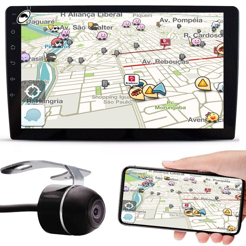 Multimídia 2 Din 9" Polegadas MP5 E-Tech Light + Câmera de Ré