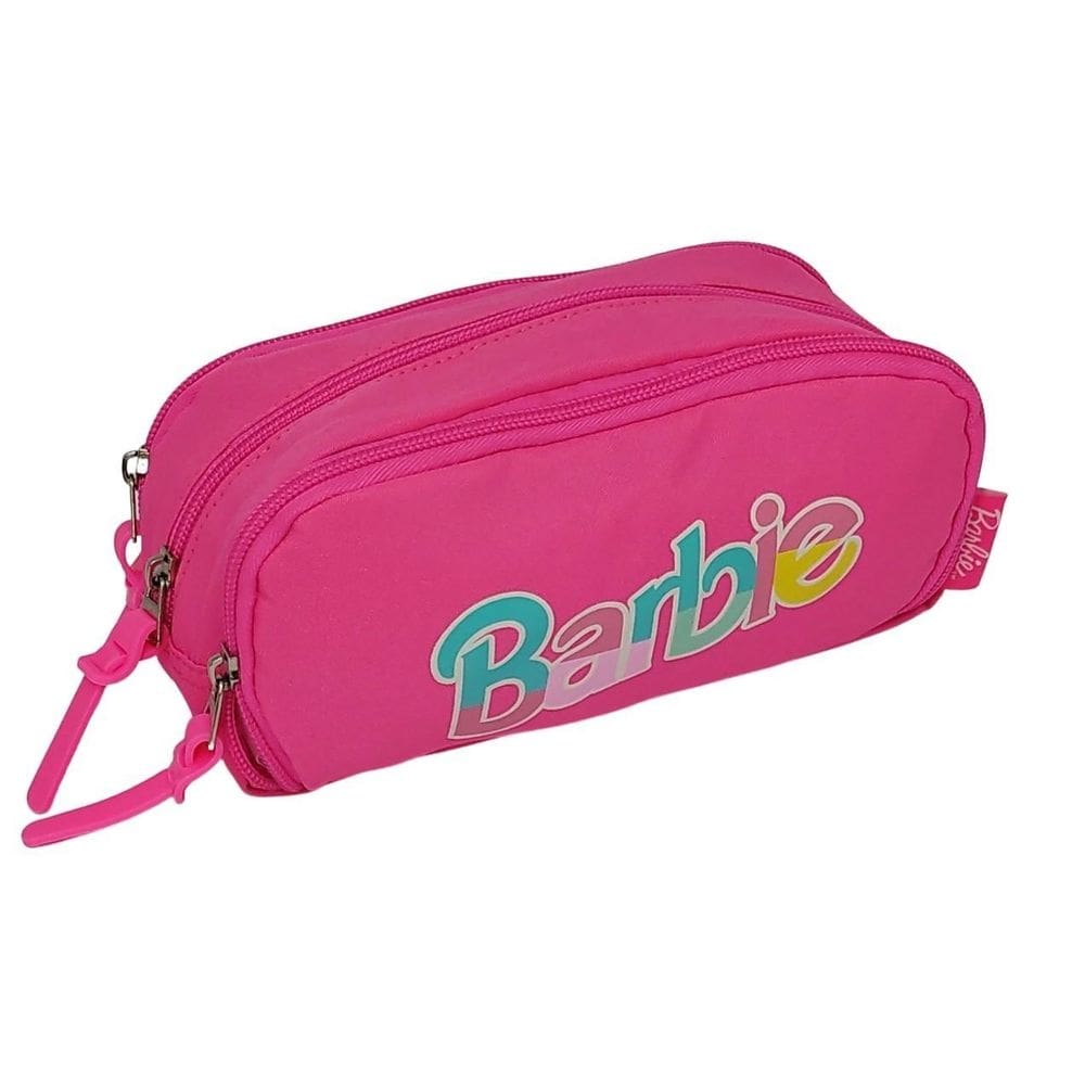 Estojo escolar necessaire barbie rosa 03 ziper triplo 03