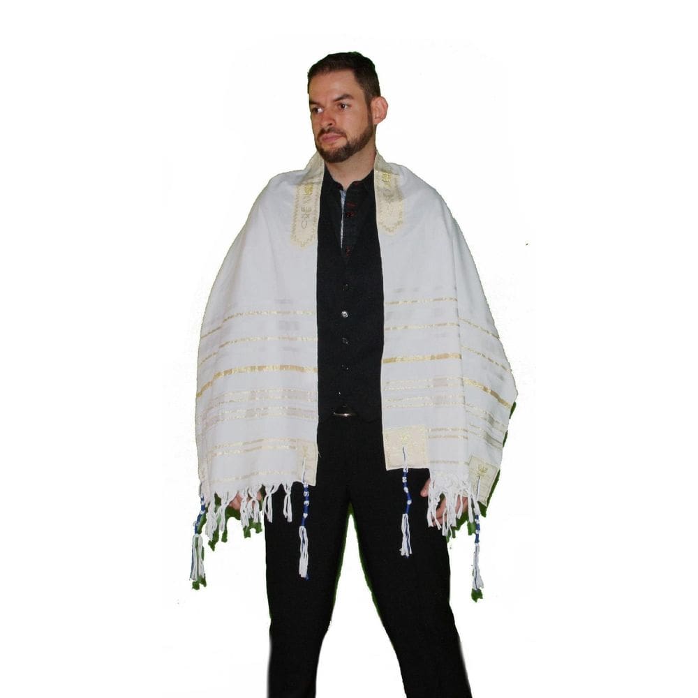 Talit messiânico branco 55 x 180 cm -  - de israel