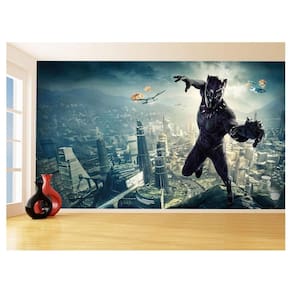 Papel De Parede 3D Heróis Pantera Negra Marvel 3,5M Nhma296