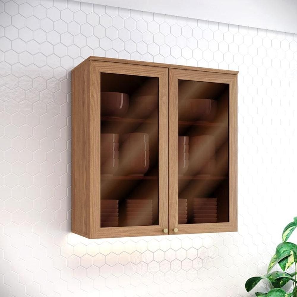 Armário Aéreo 2 Portas com Vidro 80 cm Ambiente Requinte Nature – Henn