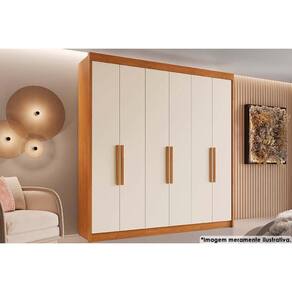 Guarda Roupa Casal 6 Portas e 4 Gavetas Cannes Cinamomo/Off White - Conquista