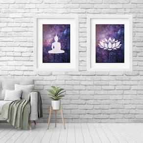 Kit 2 Quadros Grandes Buda Galáxia - 60X48Cm