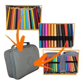 Estojo escolar box jumbo xf-ping organizador juvenil cinza