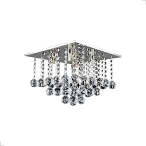 Pendente cristal luxuoso - base quadrada - 5 soquetes g9