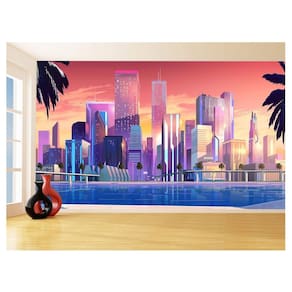 Papel De Parede 3D Cidade Prédios Por Sol Luzes 3,5M Ncd364