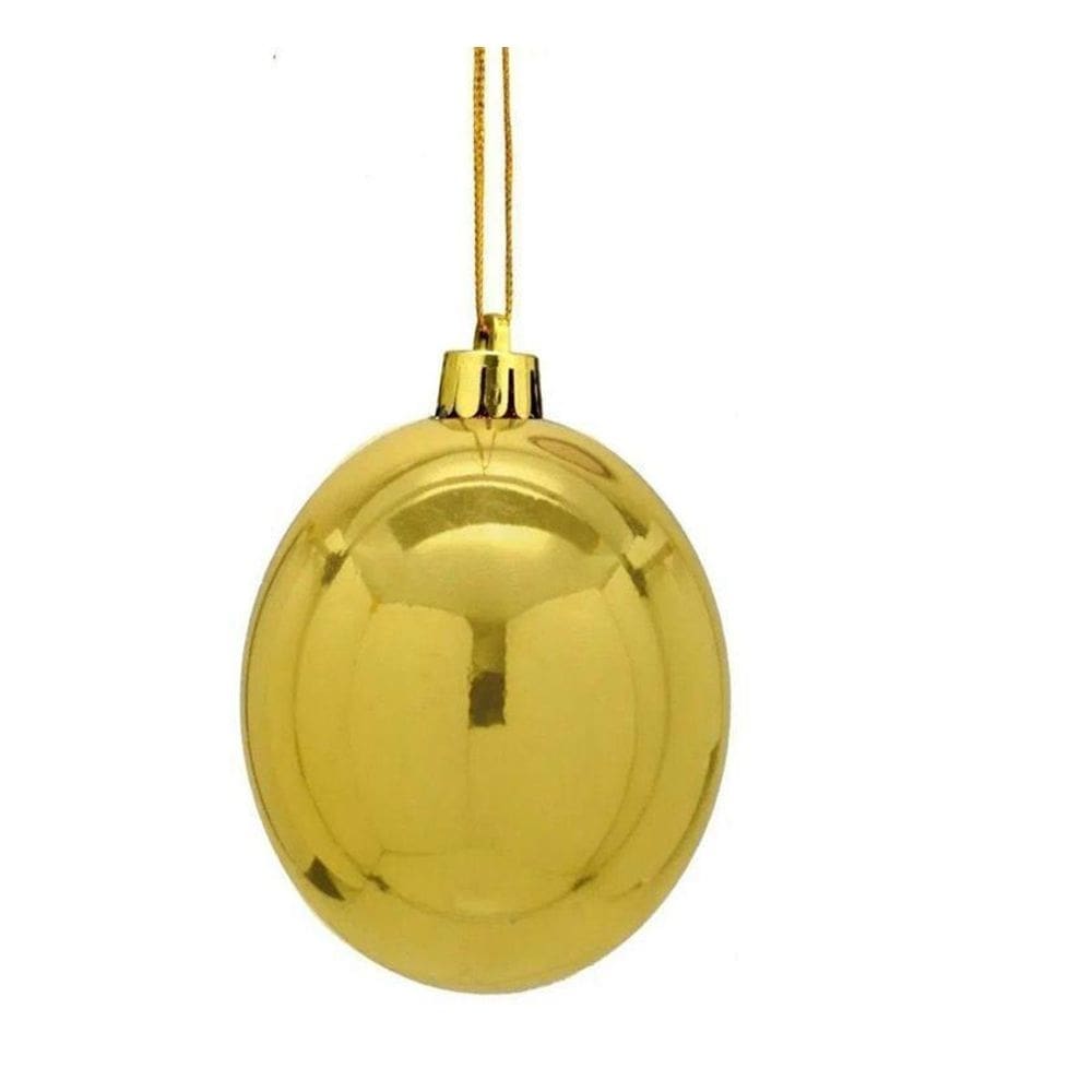 Kit com 5 Bolas Natal 12cm Dourada Lisa