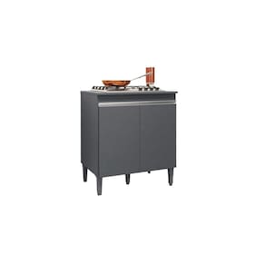 Balcão Gabinete Cooktop Andréia Cinza C/Tampo - AJL Móveis