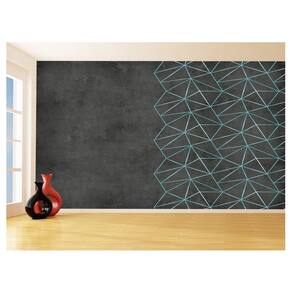 Papel De Parede Concreto Linhas Azul Turquesa 3,5M Kkt272