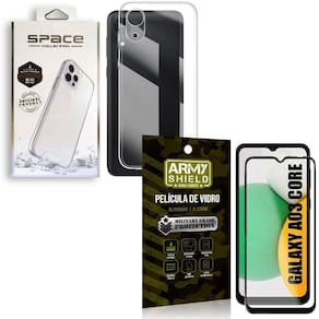 Capa space collection a03 core + película 3d armyshield