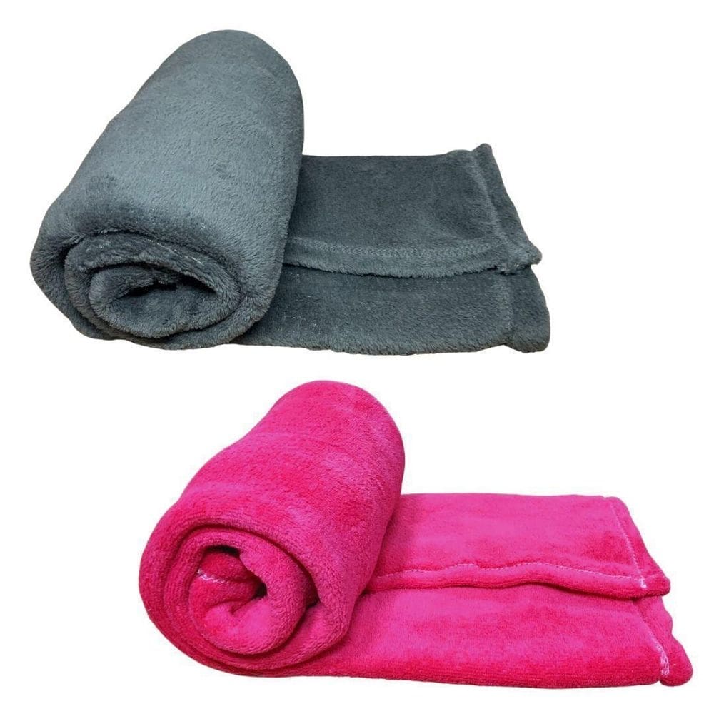 Kit 2 mantas pet cor cinza e rosa