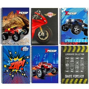 Kit 5 cadernos capa dura grande a4 arame espiral estampado
