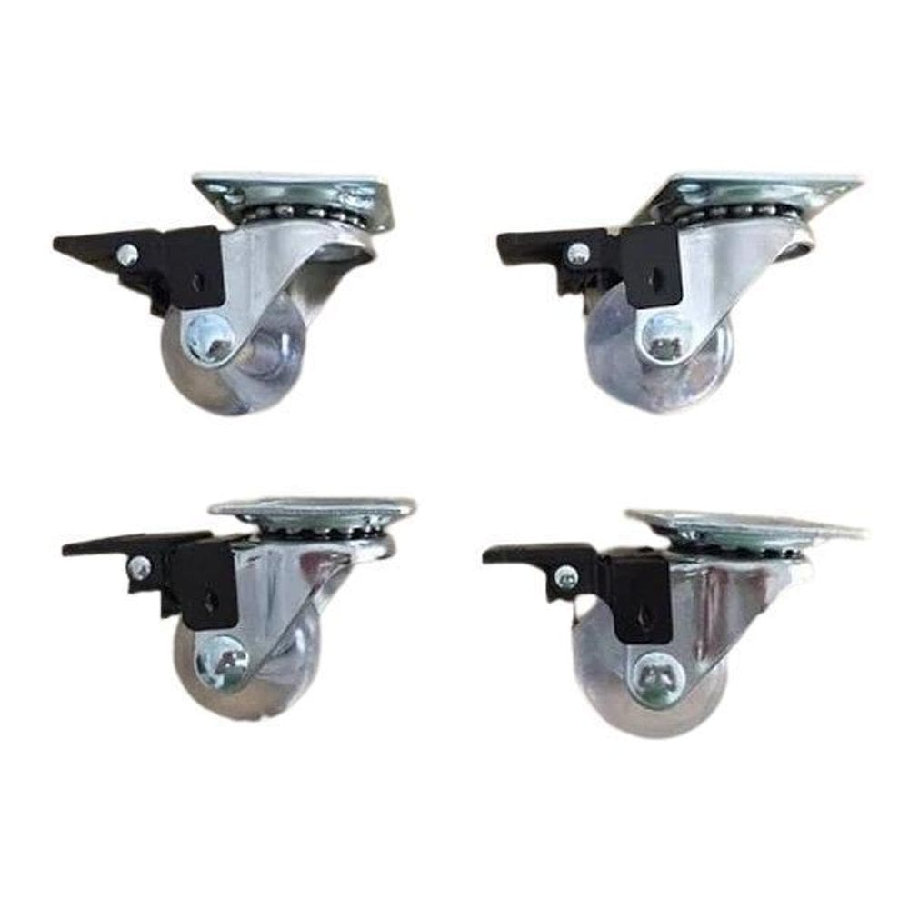 Rodizio cromado para móveis roda gel com freio kit glapc 100