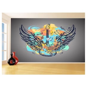 Papel De Parede Musica Guitarra Arte Graffiti 3,5M Mus111