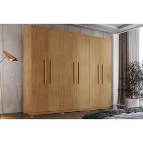 Guarda Roupa Solteiro 6 Portas e 2 Gavetas c/ Pés Espanha Naturale - Rufato