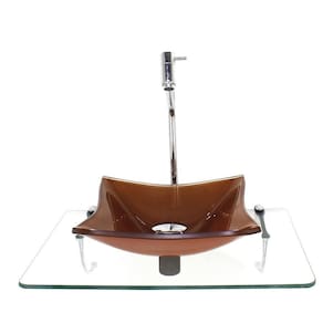 Kit cuba de vidro quadrada 10mm rose gold tampo 50cm incolor