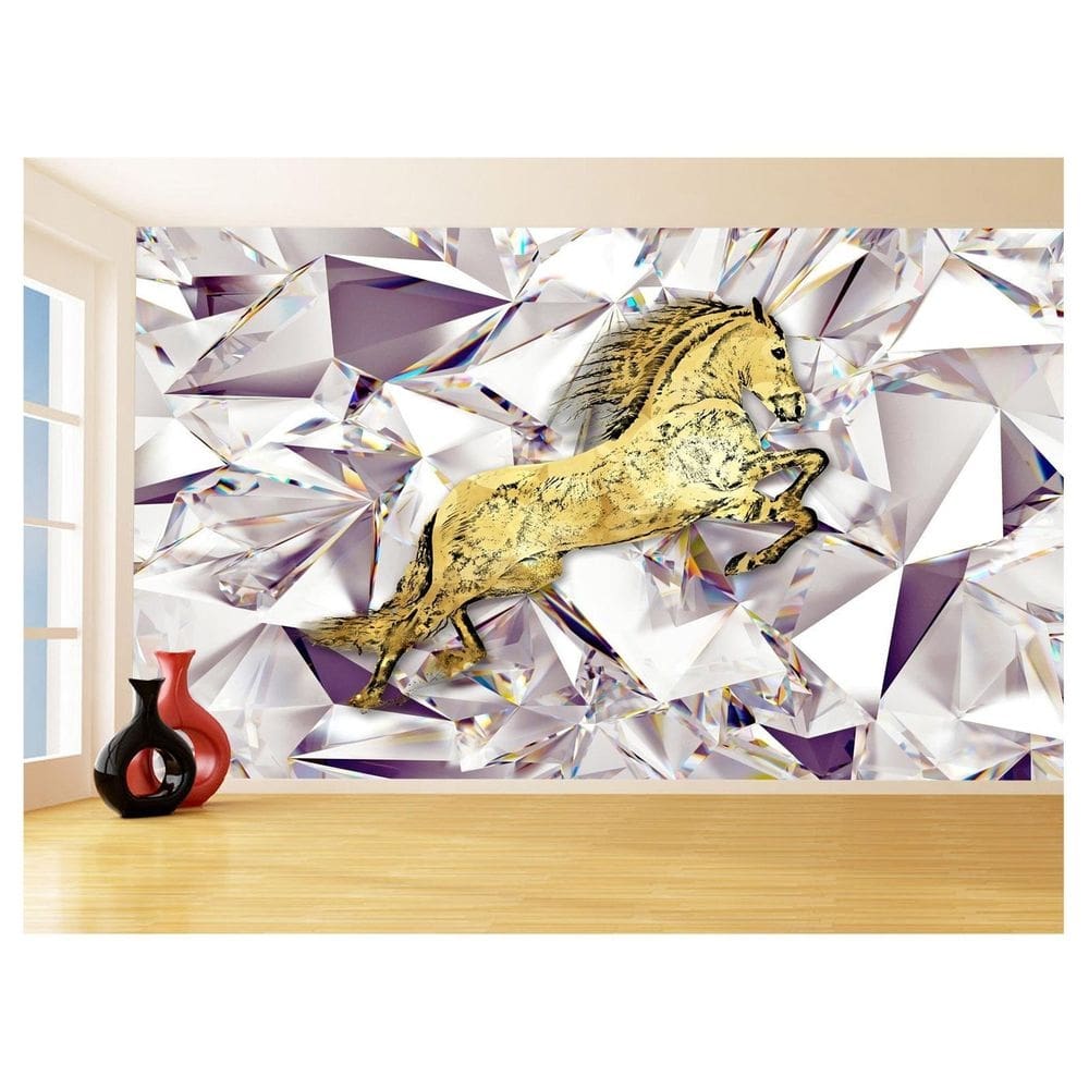 Papel De Parede 3D Animais Pop Art Cavalo Cores 3,5M Pxa329