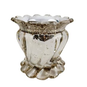 Vasinho castiçal prateado 11x10,5cm vaso prata flor g