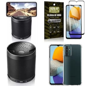 Capa samsung m23 5g + som bluetooth q3 + película vidro 3d