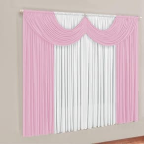 Cortina montreal 3 mts em malha janela sala quarto rosa