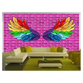 Papel De Parede 3D Arte Asas Selfie Insta Cores 3,5M Tra448