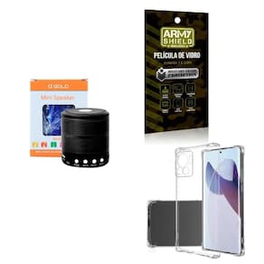 Kit caixa de som + capa motorola edge30 fusion + película 3d