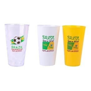 Copo plástico brasil copa mundo hexa  grande 550ml