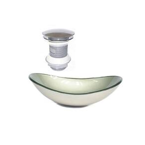 Cuba de vidro oval 47cm champanhe + válvula click