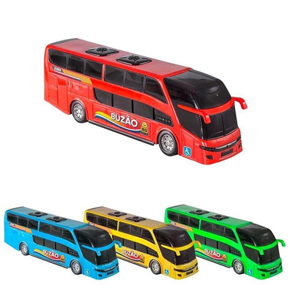 Kit 4 ônibus buzão brinquedo 24cm presente de natal doação