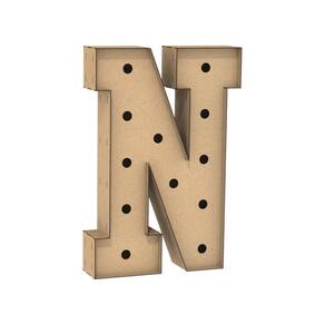 Letra Caixa Grande N Mdf 100Cm Altura Furo Lampad Iluminação