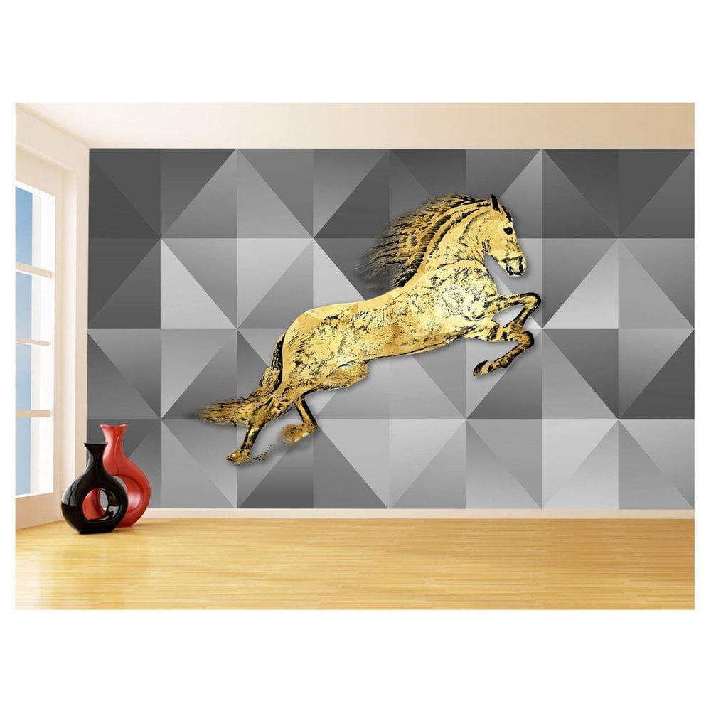 Papel De Parede 3D Animais Pop Art Cavalo Cores 3,5M Pxa338