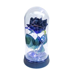 Luminária a rosa encantada preta 20 cm base preta frio