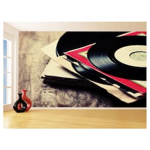 Papel De Parede 3D Musica Vinil Antigos Retrô 3,5M Mus89