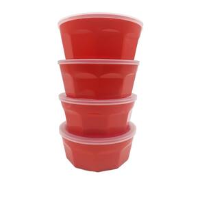 4potes oitavados com tampa marmita sobremesa 700 ml vermelho