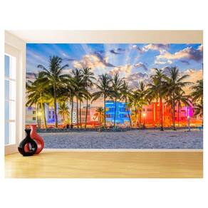 Papel De Parede 3D Cidade Miami Brach Praia Luz 3,5M Ncd357