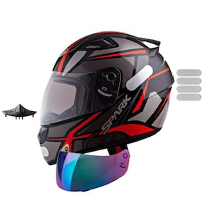 Capacete Masculino Ebf Spider Vermelho Com Narigueira Extra Mais Viseira Camaleão e Adesivo Branco