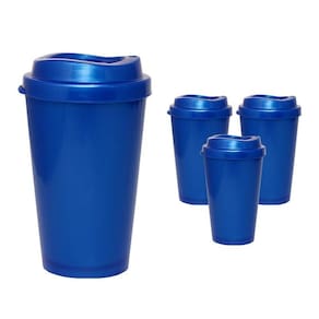 Kit 4 copos mug azul 320ml plástico premium