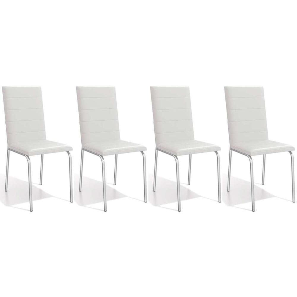 Cadeiras de Cozinha Amsterdã C091 Kit 4 Un Cromada - Assento Branco 106 - Kappesberg