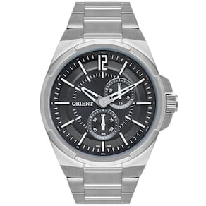 Relógio multifunção masculino cinza 45mm aço