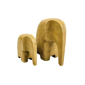 Enfeite elefante amadeirado 17/12cm poliresina kit 2pc