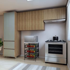 Cozinha 3 Peças Paneleiro 2 Portas 2 Gavetas, Armário Aéreo 2 Portas 120cm e Aéreo Geladeira Rainha Verde/Marrom