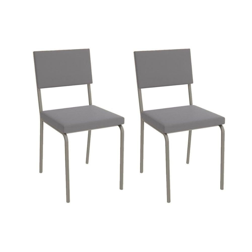 Cadeira Sala de Jantar Zaria Kit 2 Un Niquel/Cinza A050 Suede Veludo - Kappesberg