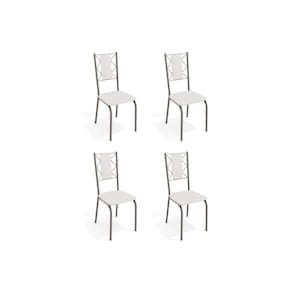 Cadeira Sala de Jantar Lisboa 4C076 Aço Kit 4 Uni Niquel/Branco 106 - Kappesberg