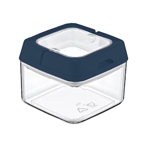Pote de acrílico hermético quadrado com tampa 500ml azul