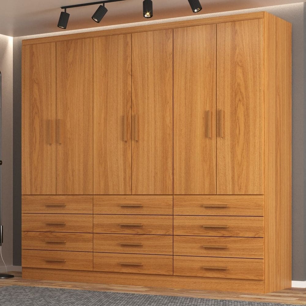 Guarda-Roupa 6 Portas e 12 Gavetas New Mônaco Cinnamomo