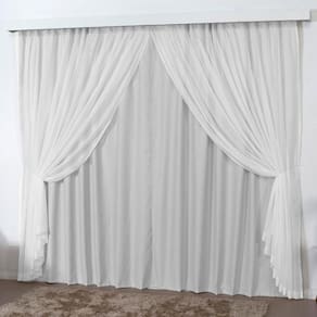 Cortina sala quarto blackout voal trilho suisso 4m cinza